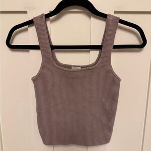 Abercrombie & Fitch Ribbed Knit Cropped Tank Top Size Medium M Square Neck Mauve